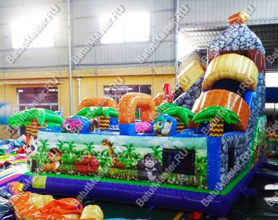 Надувной батут "В гостях у зебры" 7x7x6 м, с окошками на бортах