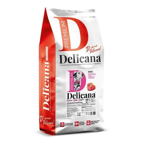 Delicana корм сухой для взрослых собак крупных пород говядина, овощи