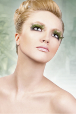 Светло-зелёные ресницы-перья (Цвет: зеленый)