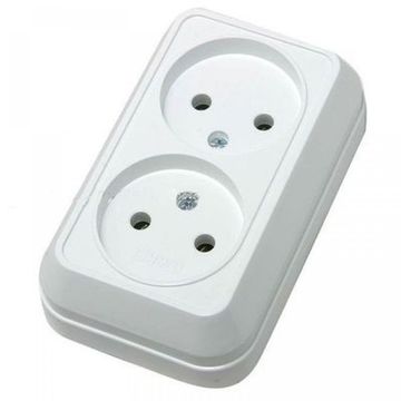 Розетка UNIVersal Олимп 2-местная о/п б/з бел. 16А 250В
