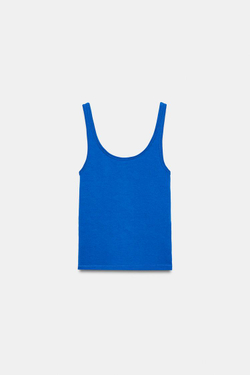 ZARA МАЙКА НА БРЕТЕЛЯХ, СИНИЙ ЭЛЕКТРИК