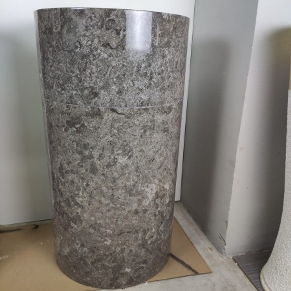 Раковина напольная из мрамора Silinder Full Polish Grey MN-0400 (50*50*90 см)