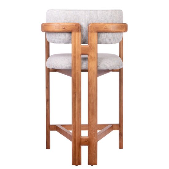 Стул полубарный Rich рогожка бежево-голубая с ножками цвета орех