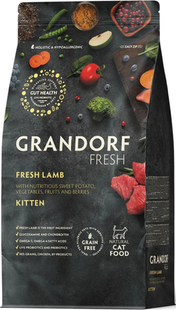 GRANDORF Fresh CAT 400г. Свежее мясо Ягненка с Бататом для Котят