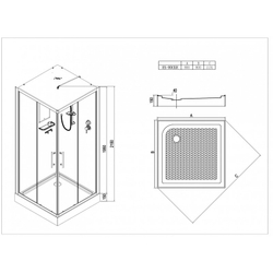 Душевая кабина Esbano (Эсбано) EST-80CKR, с низким поддоном, 80х80х210