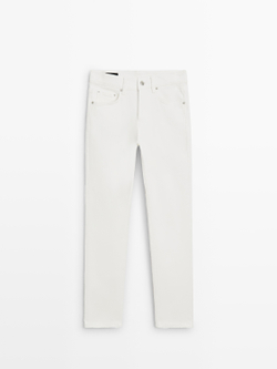 Massimo Dutti Джинсы средней посадки, укороченные, облегающего кроя, экрю