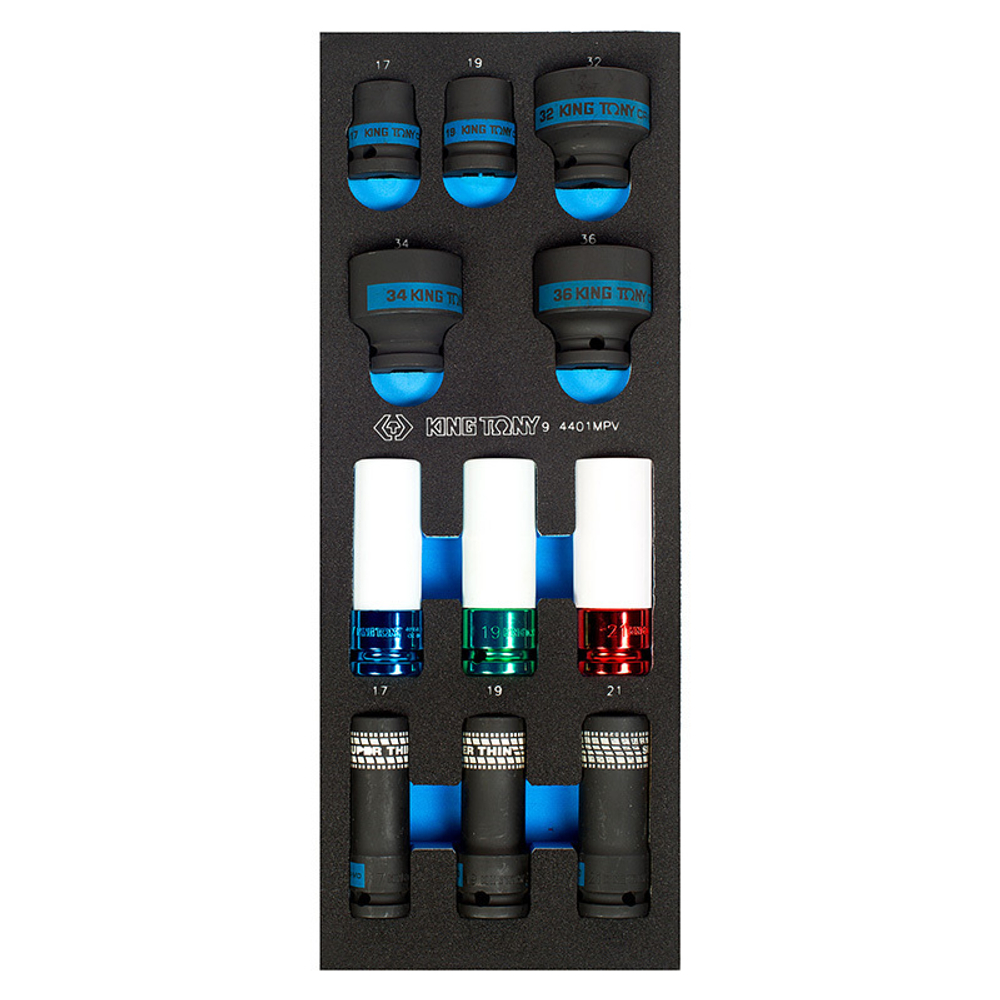 Набор ударных головок 1/2&quot;, ложемент, 11 предметов KING TONY 9-4401MPV