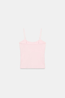 ZARA ТОП НА БРЕТЕЛЯХ СО СТРАЗАМИ, РОЗОВЫЙ