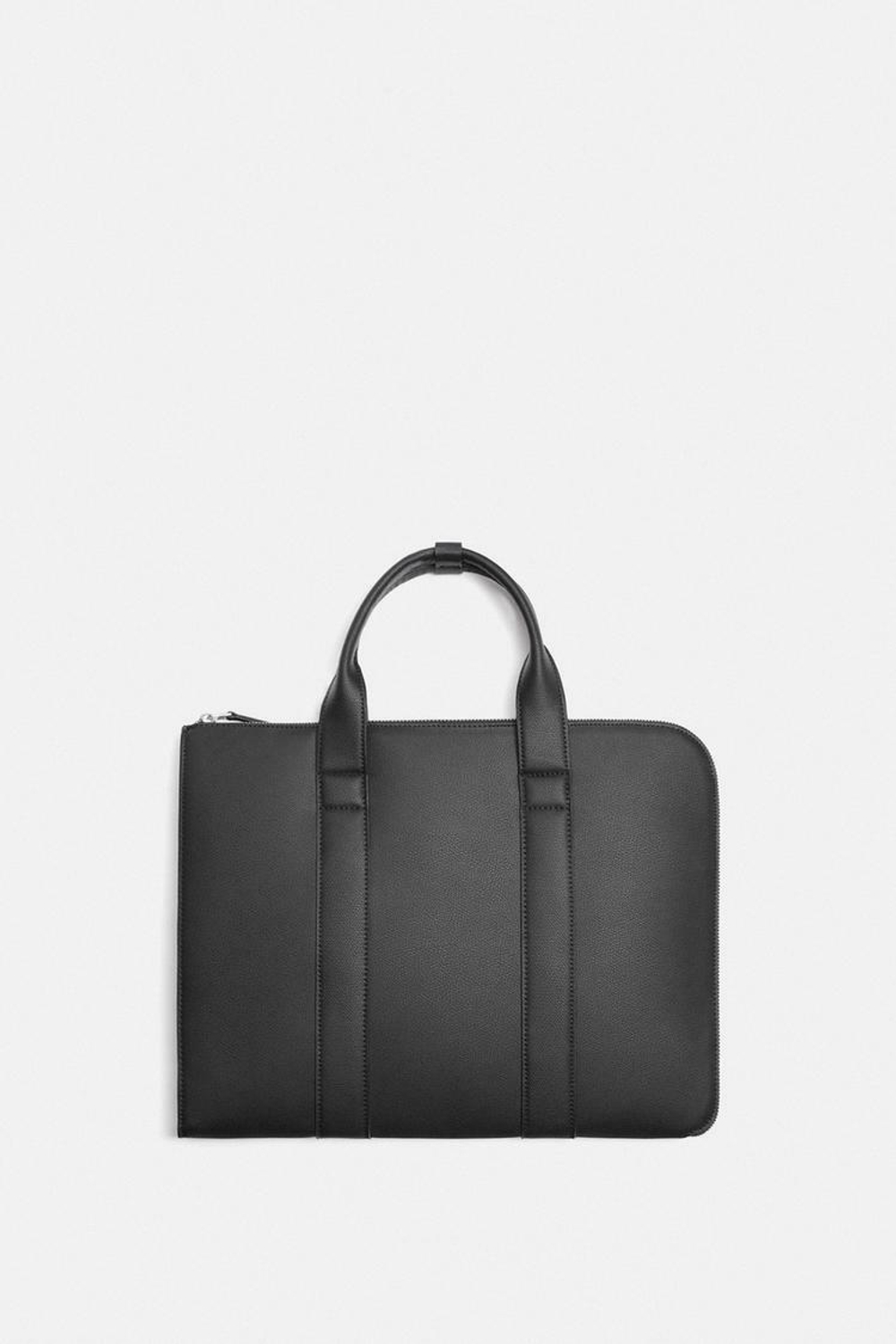 ZARA ПЛОСКИЙ ПОРТФЕЛЬ С ТИСНЕНИЕМ, ЧЕРНЫЙ