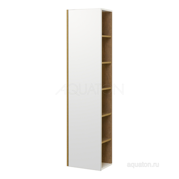 Шкаф - колонна Aquaton Сканди с зеркалом белый, дуб рустикальный 1A253403SDZ90