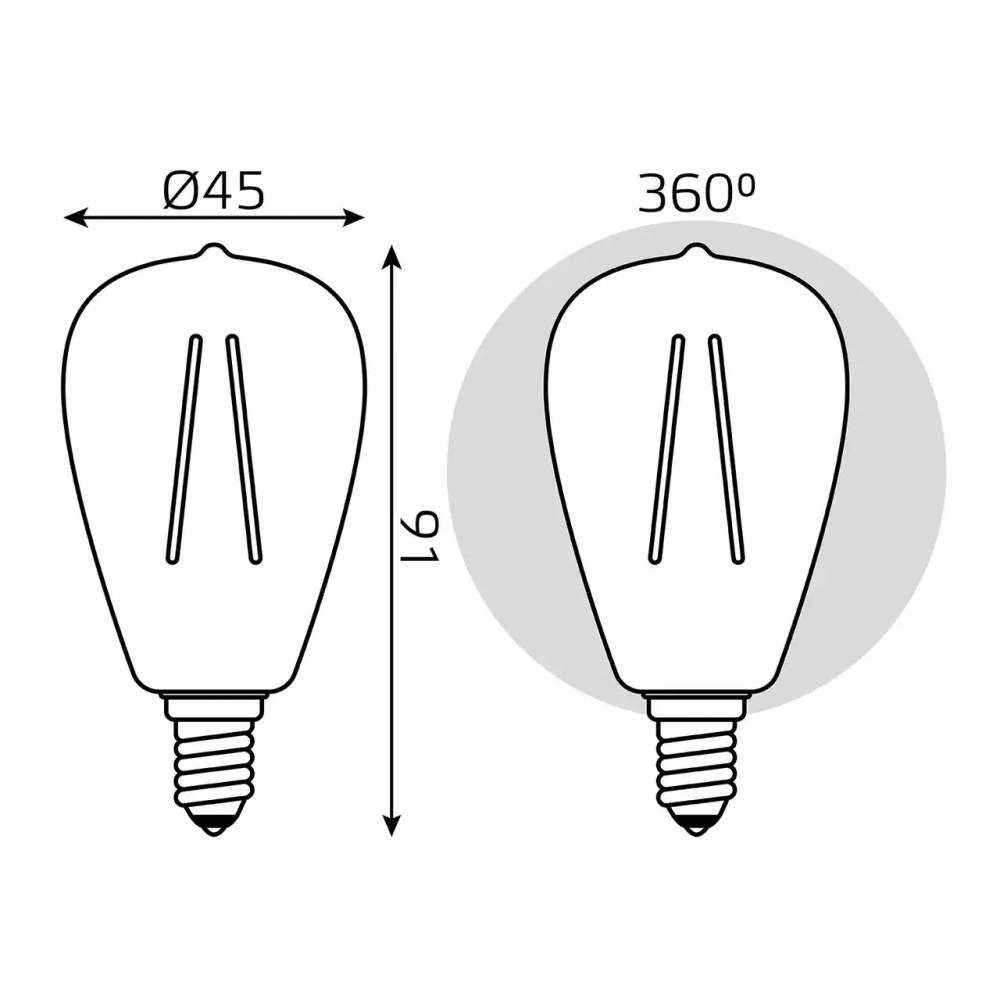 Лампа Gauss LED Filament Basic ST45 4,5W Е14 470lm 2700К  1141115