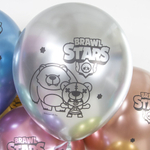 Воздушный Шар (12''/30 см) Brawl Stars, Команда бойцов, дизайн №1, Ассорти, хром, 2 ст