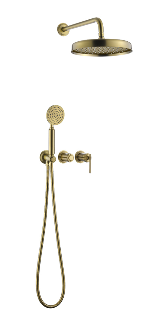 Смеситель встроенный + верхний+ ручной душ, ETERNA MATT GOLD