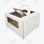 Коробка для торта с окошком и ручками 300*300*190 мм (белая), 50шт