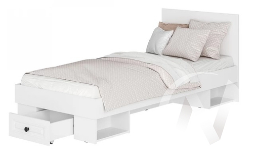 Кровать 0.9 КР-01 МС Софт (с настилом) (белый/эмаль белая F26)