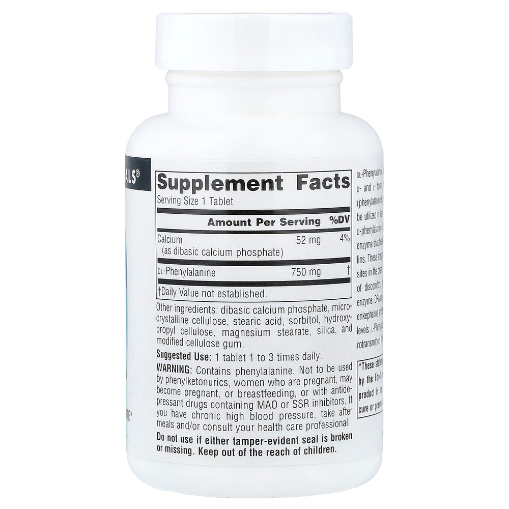 Source Naturals, DLPA (DL-фенилаланин), 750 мг, 60 таблеток