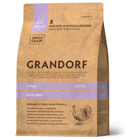 Grandorf Mini Adult Holistic для собак малых пород,с индейкой 1кг.