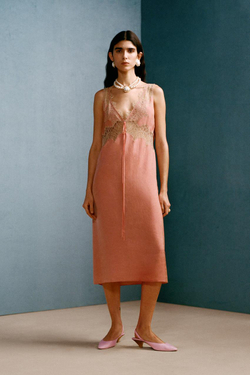 ZARA X WILLY CHAVARRIA ПЛАТЬЕ С КРУЖЕВОМ, РОЗОВЫЙ