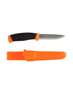 Нож Morakniv Companion F Orange, нержавеющая сталь, прорезиненная рукоять с оранжевыми накладкам, 11824