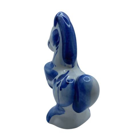 Фигурка Лошадка с поднятой ногой гжель