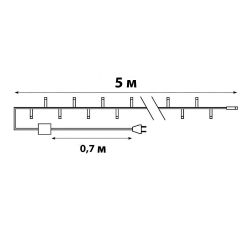 UDL-S0500-050-DGA MULTI IP20 MINI Гирлянда с контроллером. 5м. 50 миниламп накаливания. Разноцветный свет. Провод зеленый. TM Uniel.
