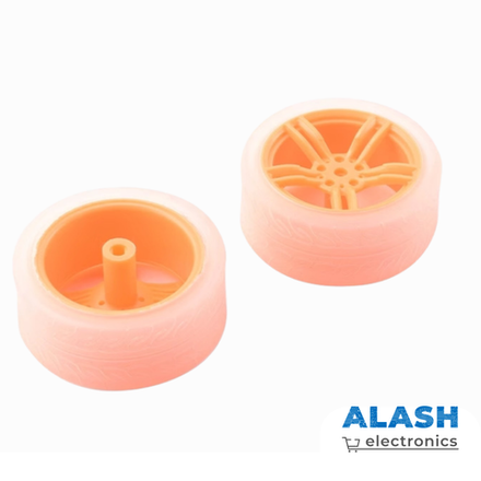 Колесо 65 мм для роботов, оранжевое с прозрачной вставкой