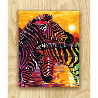 Рисование по номерам по дереву «Flamingo» 40*50см Яркие зебры» FLA047"