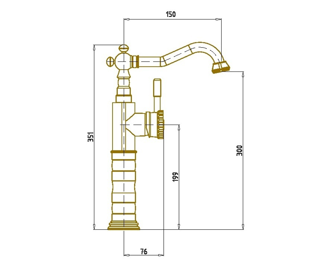 Смеситель для кухни + поворотная насадка Bronze de Luxe 21888K