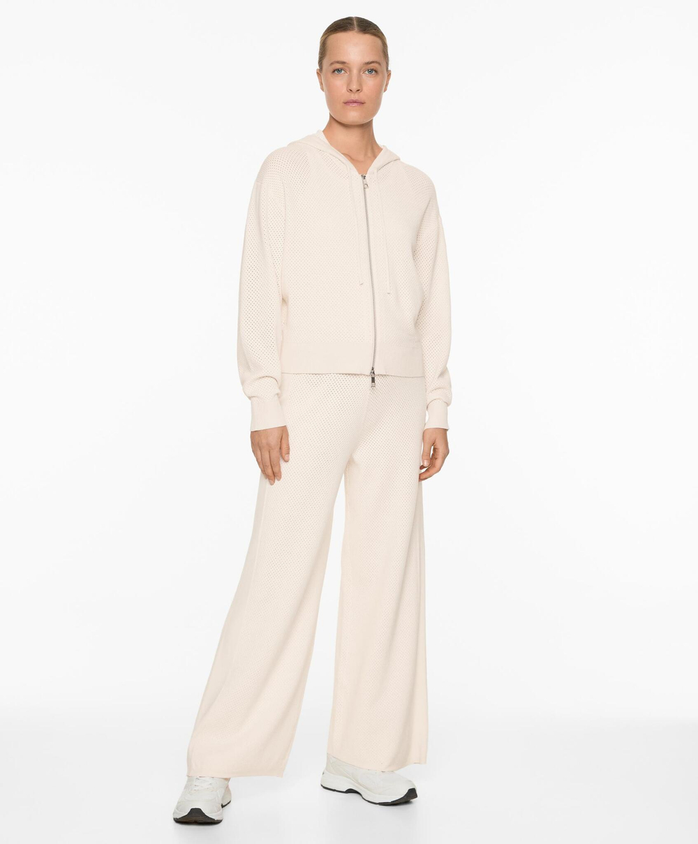 OYSHO Прямые брюки из ажурного трикотажа, овсяный