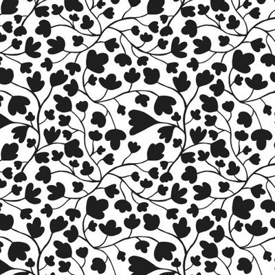 Запутанные полевые цветы черно-белый паттерн