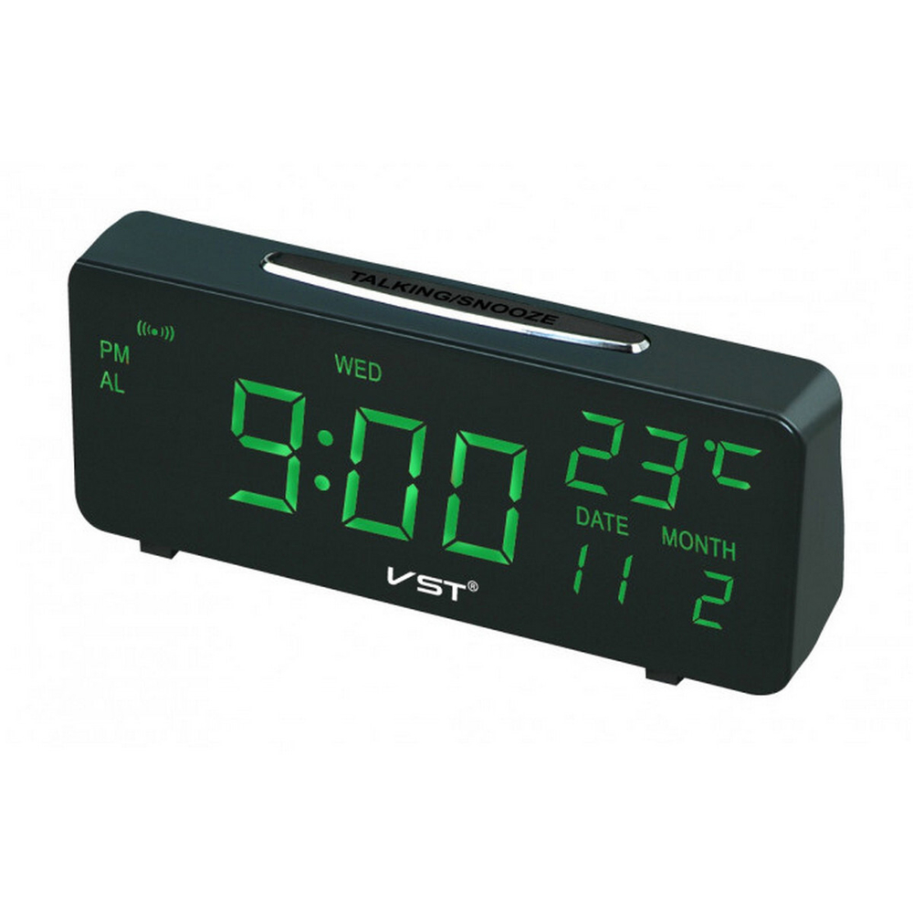 Часы VST-763W-4 C`/дата Зеленое свечение USB питание