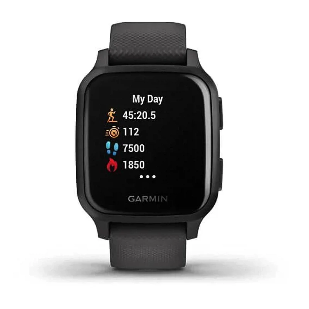Спортивные наручные часы Garmin Venu Sq серый с алюминиевым безелем и с силиконовым ремешком 010-02427-10
