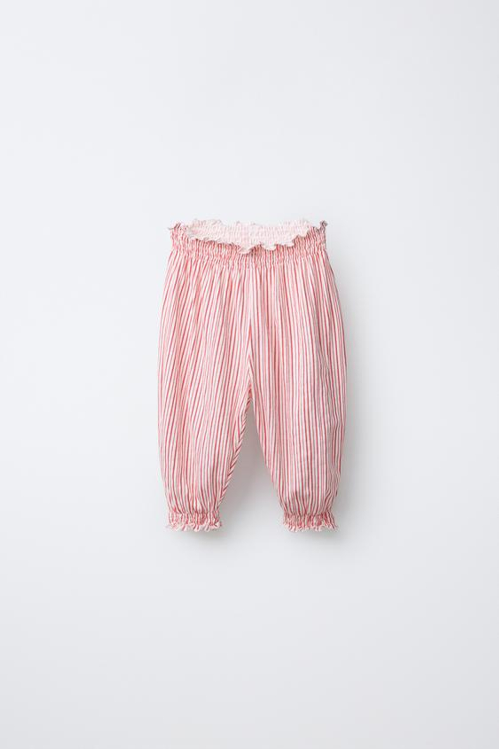 ZARA БРЮКИ-ДЖОГГЕРЫ В ПОЛОСКУ, ЭКРЮ/КРАСНЫЙ