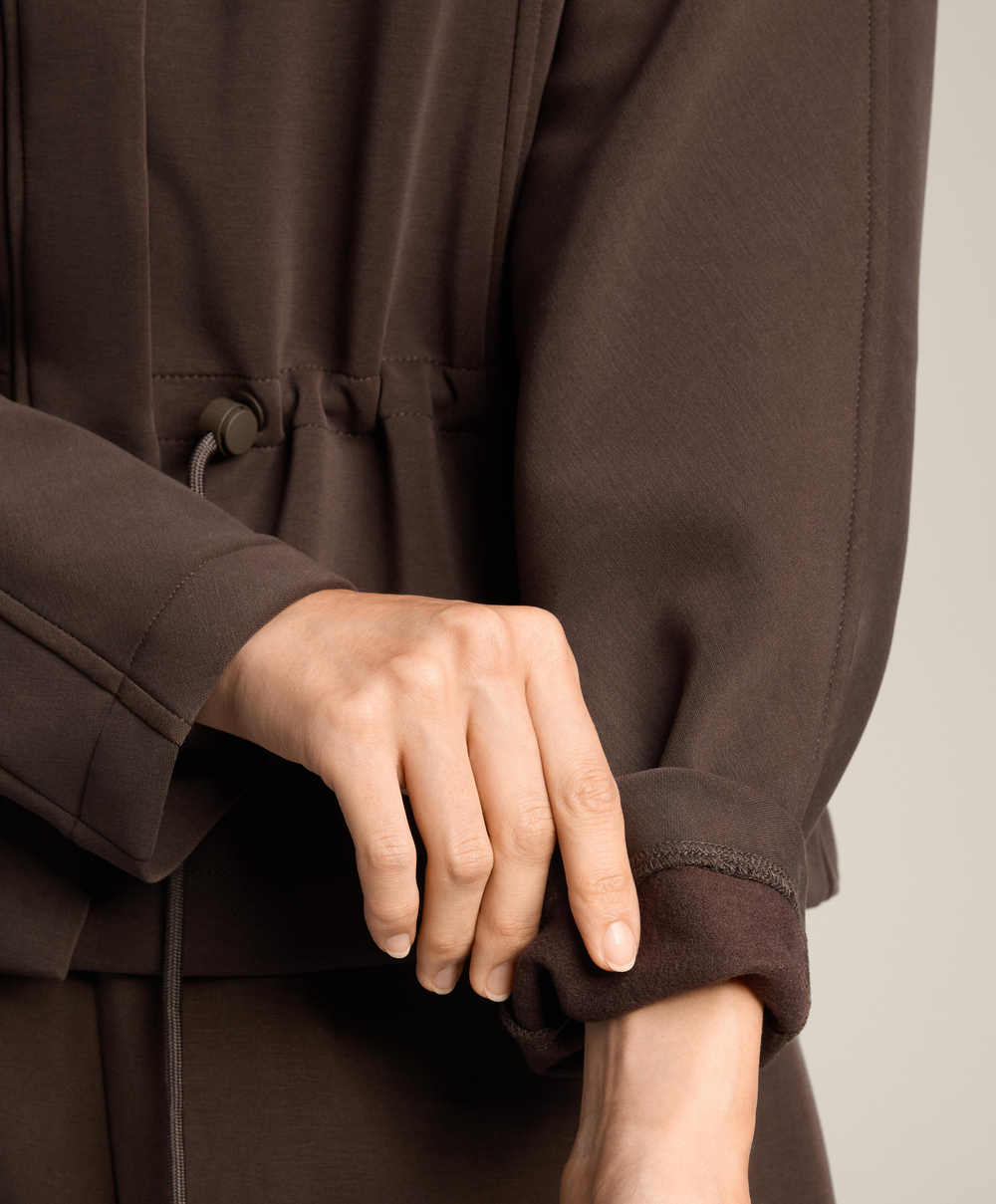 Oysho Укороченная куртка с регулируемой талией из модала с начесом, коричневый