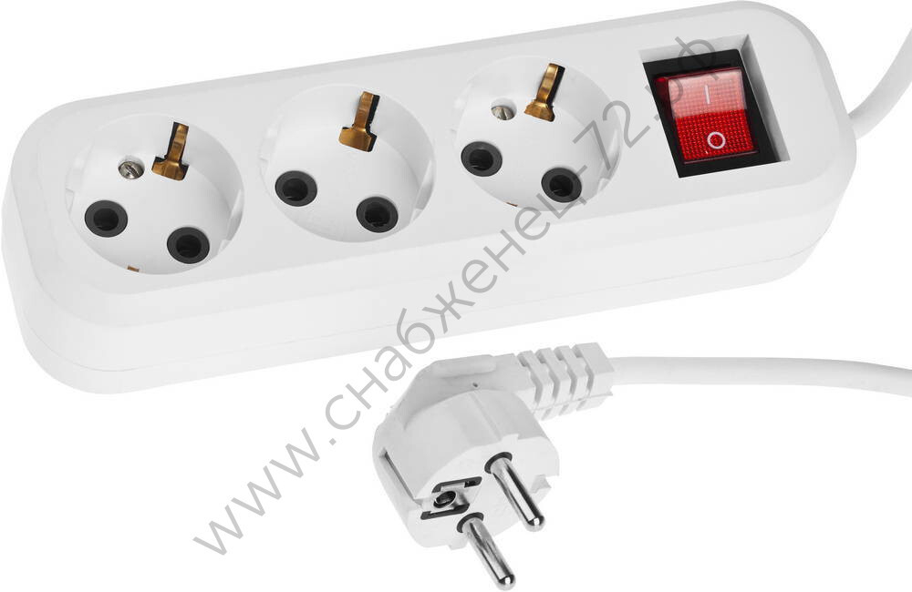 СИБИН У-30В, ПВС 3х0.75 3гн. 5м выключатель 2200Вт, Бытовой удлинитель (55036-5)