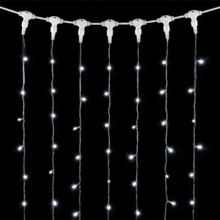 Светодиодный занавес 2*3 м., 600 белых LED ламп, мерцание, прозрачный провод ПВХ, LTC (PCL602BLW-10-2W)