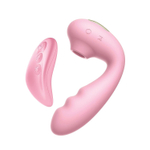 Розовый вибратор Tara с вакуумной стимуляцией и пультом ДУ (Цвет: розовый)