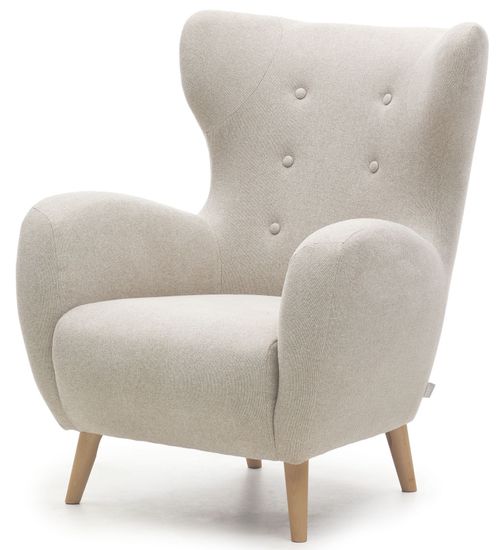 Patio Бежевое кресло из синели с ножками из массива бука Испания 