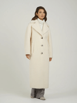 Шуба чебурашка женская из овечьей шерсти тедди, жемчужная, SilverFox