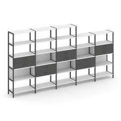 Shelf System Пятисекционный стеллаж пятиярусный с ящиками SN.STM-551 Белый/Антрацит/Металл Антрацит