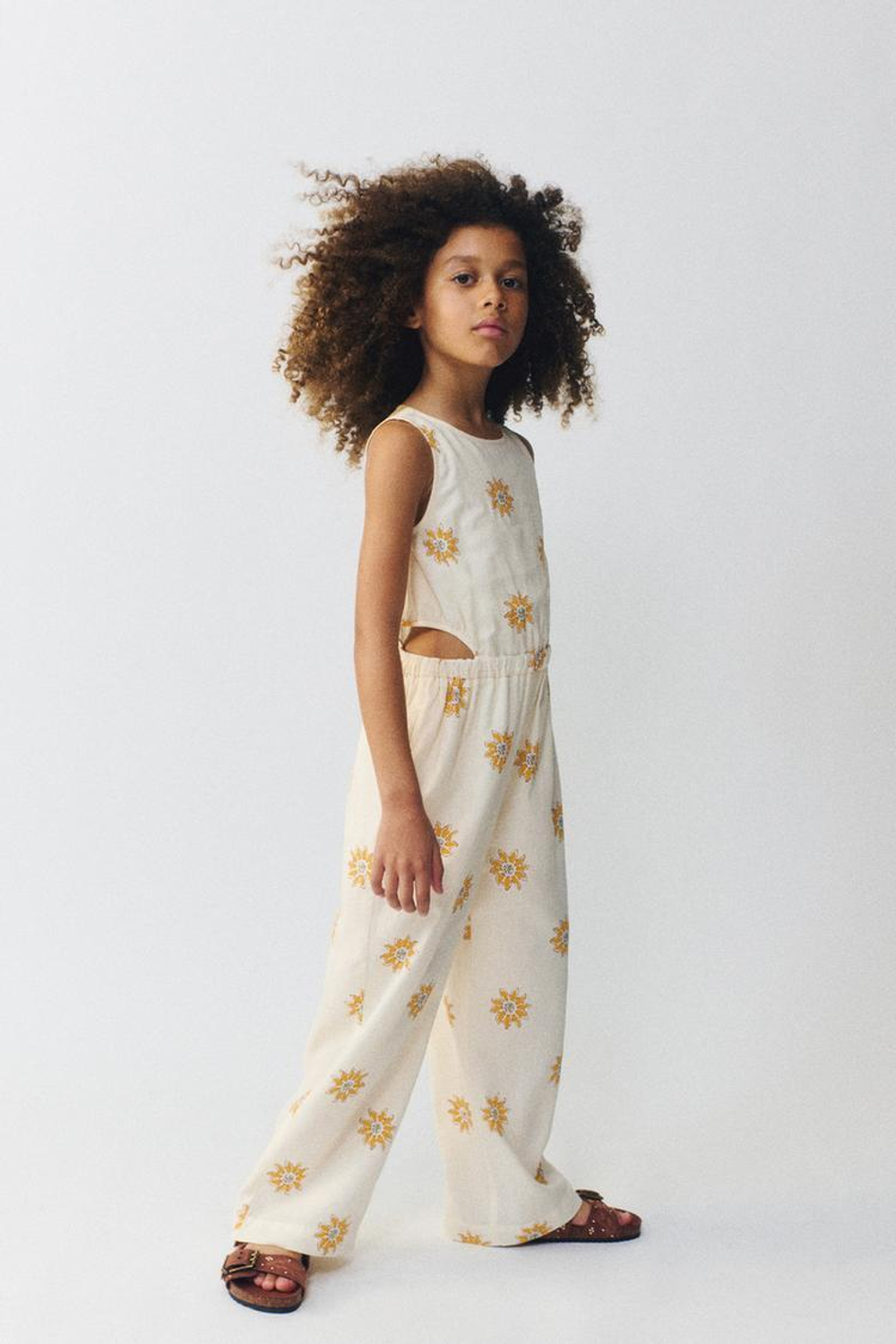 ZARA КОМБИНЕЗОН CUT OUT С УЗОРОМ «СОЛНЦE», ЭКРЮ