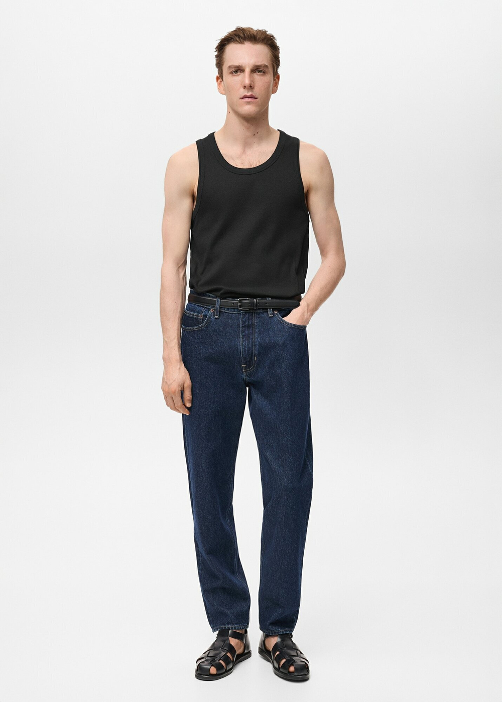 Майка в рубчик slim fit