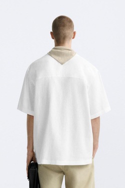 ZARA РУБАШКА ИЗ 100% ЛЬНА, БЕЛЫЙ
