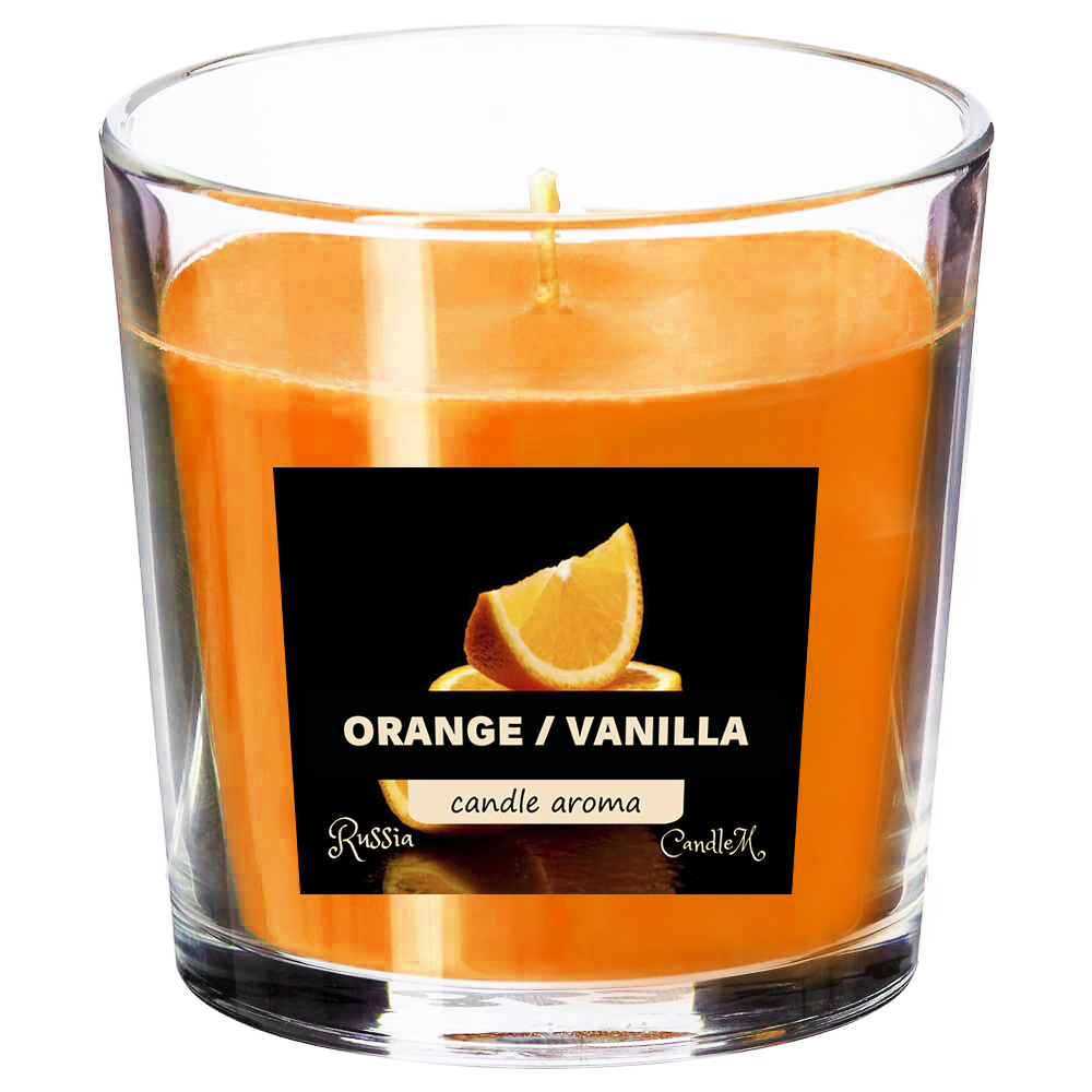 Свеча оранжевая / ORANGE  VANILLA / соевый воск / 35 часов горения, 250 мл