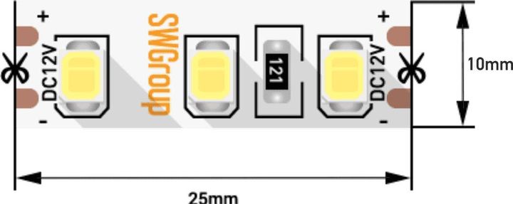 Светодиодная лента SWG 12W/m 120LED/m 2835SMD нейтральный белый 5M 002314