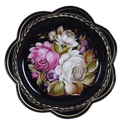 Жостовский поднос декоративный, размер 18 см (A1), металлический