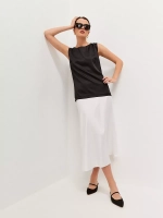 Белая юбка весенняя, атласная плотная, шелковая на резинке