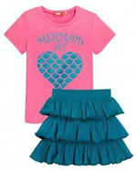 Комплект для девочки (футболка-юбка) р.92-52 розовый/т.бирюзовый, 1 шт.