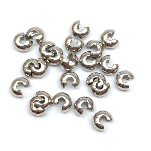 Бусины укрывные 4х3 мм, родий (2 шт)