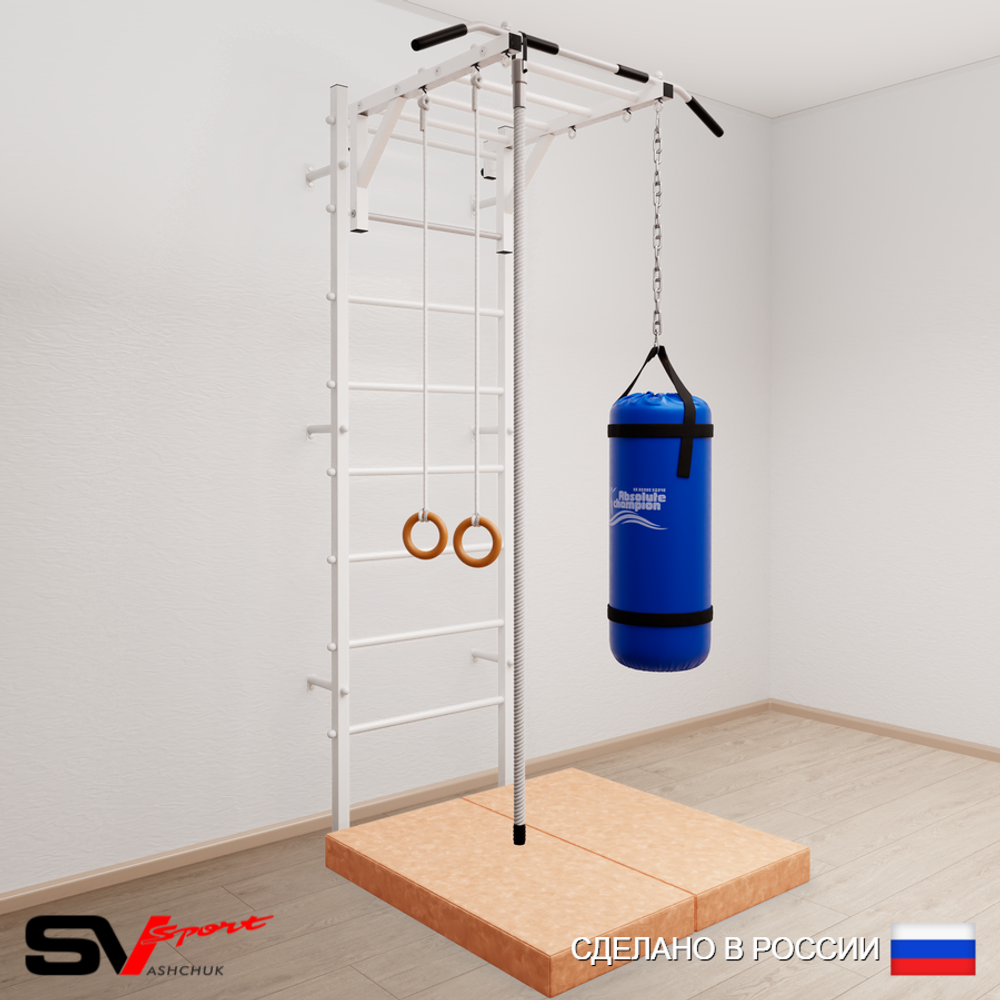 Шведская стенка Sv Sport 5336 (Турник рукоход/Канат/Кольца/Цепь/Мешок 22кг/Мат 1м)